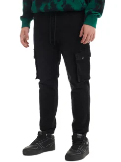 Cropp Jeansy*Czarne jeansowe joggery cargo