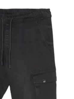 Cropp Jeansy*Czarne jeansowe joggery cargo