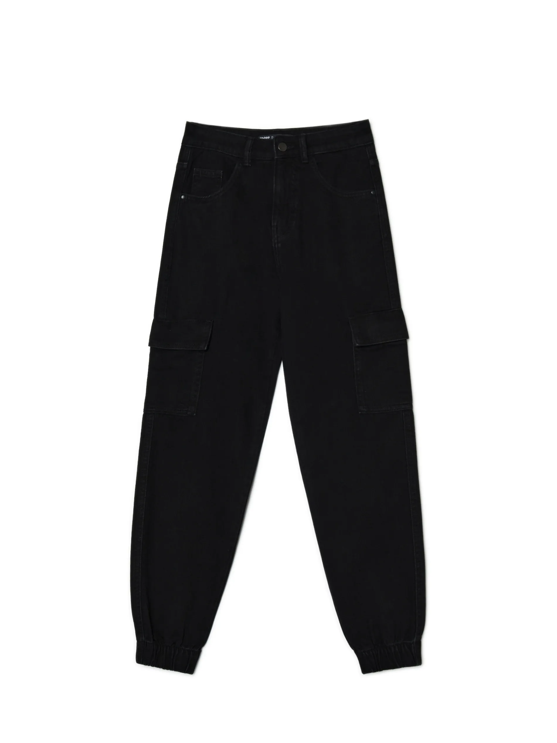 Cropp Jeansy*Czarne jeansowe joggery cargo