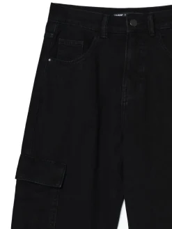 Cropp Jeansy*Czarne jeansowe joggery cargo