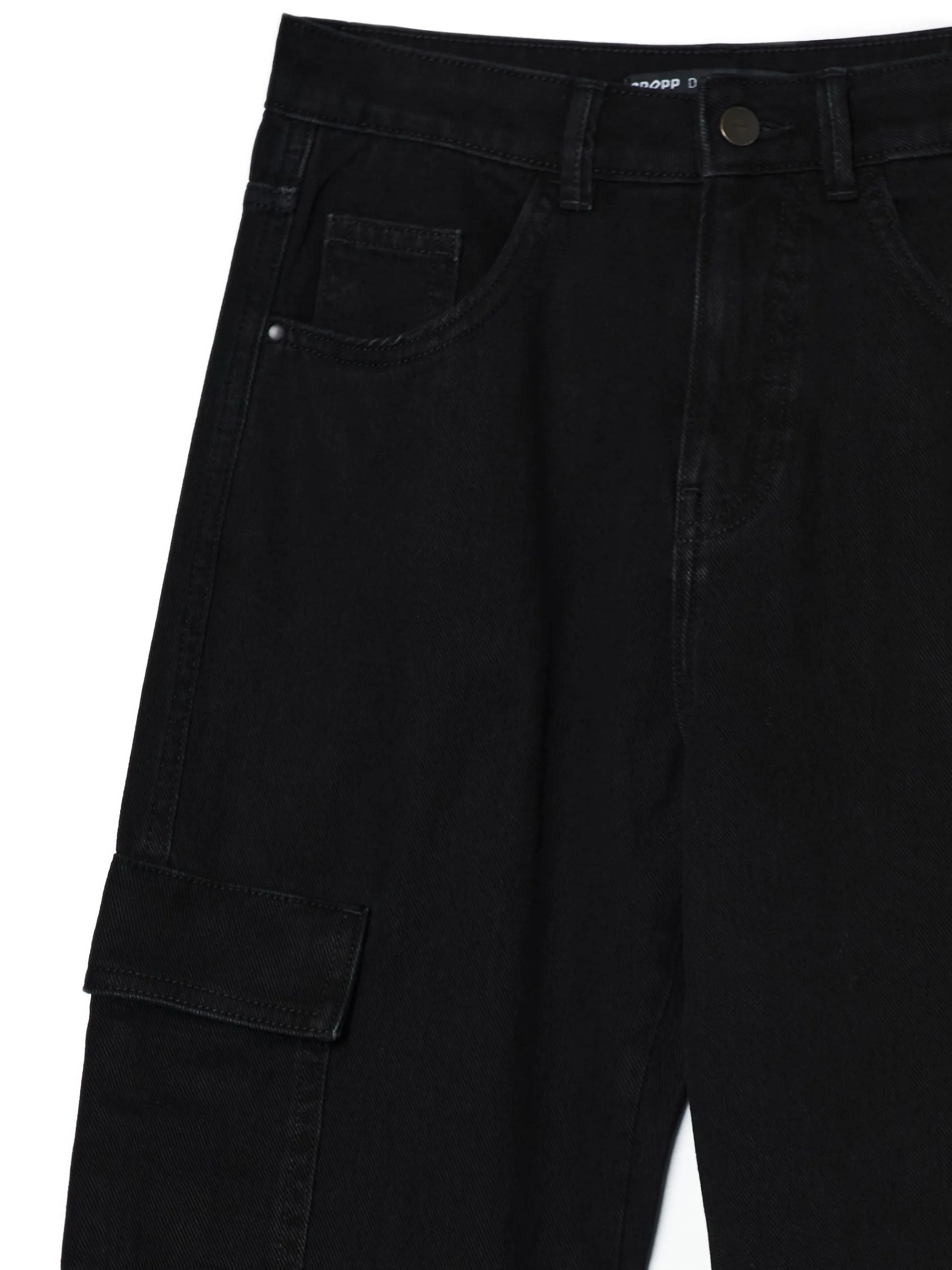 Cropp Jeansy*Czarne jeansowe joggery cargo