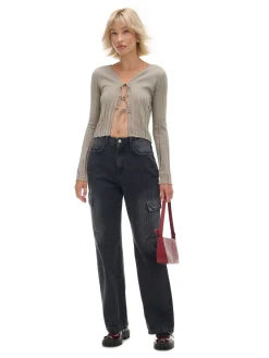 Cropp Jeansy*Czarne jeansy baggy