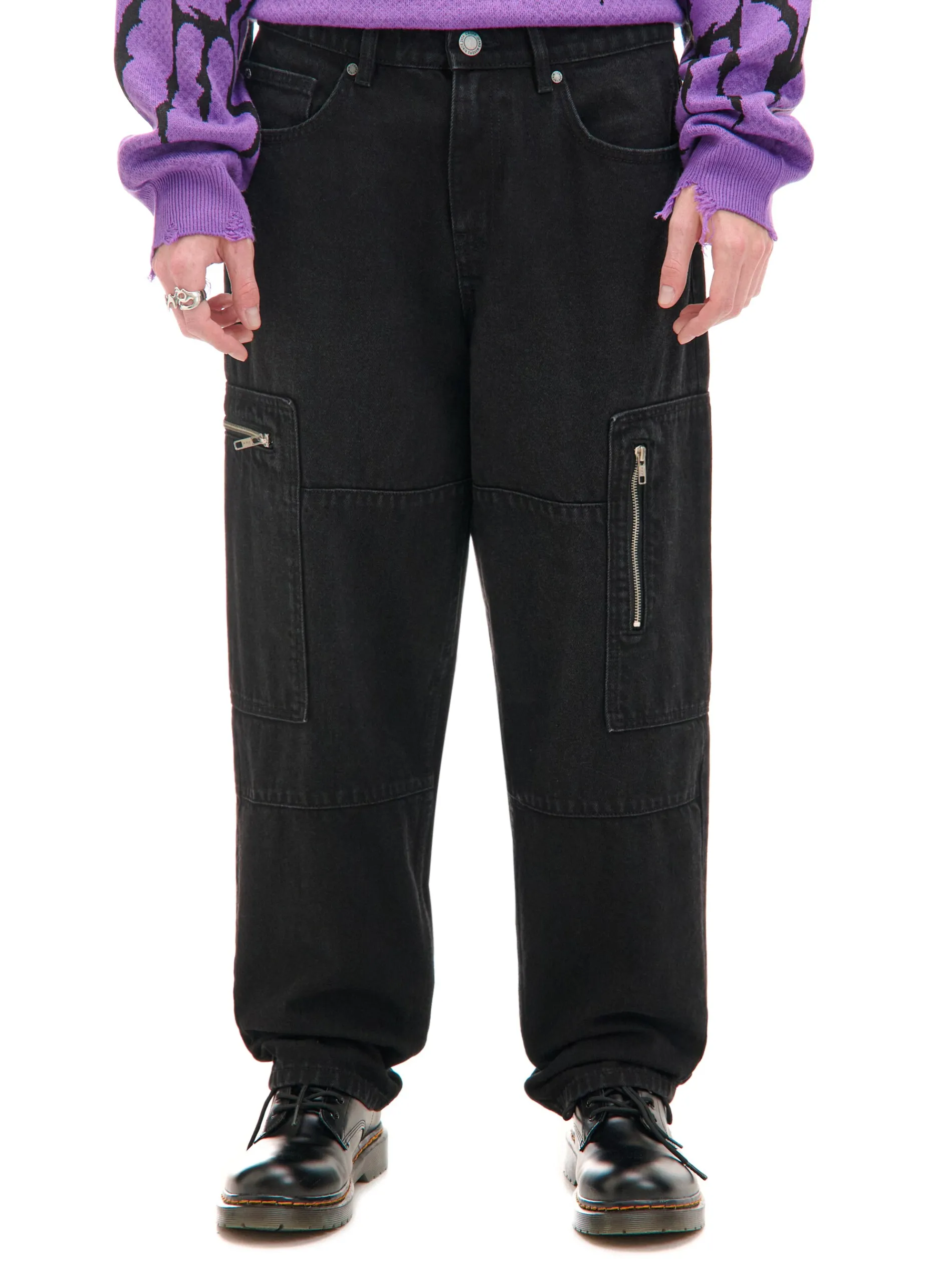 Cropp Jeansy|Baggy*Czarne jeansy baggy balloon