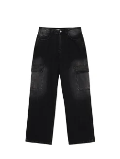 Cropp Jeansy*Czarne jeansy baggy PETITE