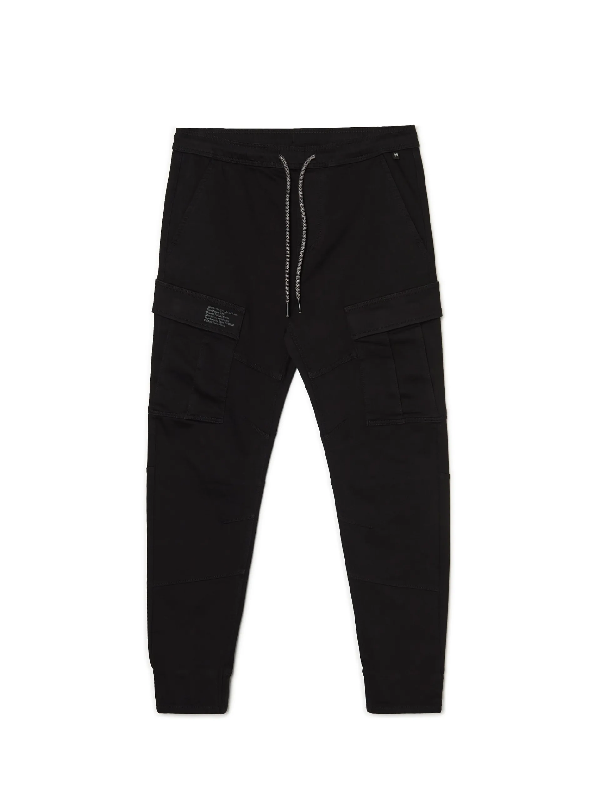 Cropp Jeansy*Czarne jeansy jogger z kieszeniami cargo