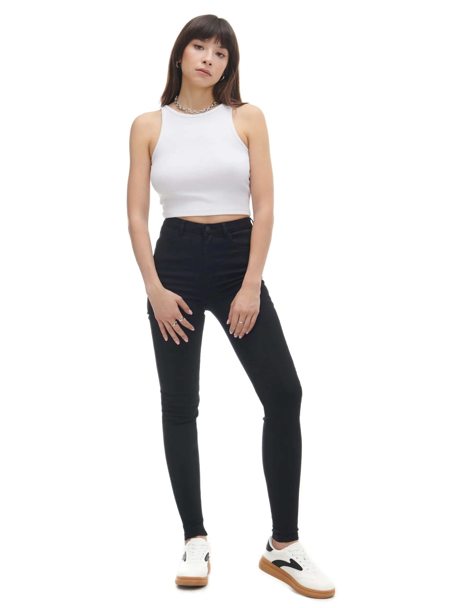 Cropp Jeansy*Czarne jeansy push up TALL