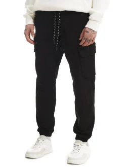 Cropp Spodnie*Czarne joggery basic z kieszeniami cargo