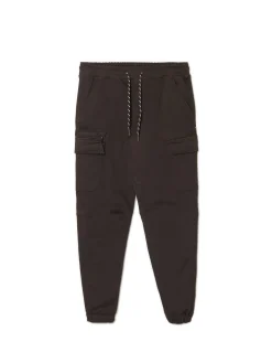 Cropp Spodnie*Czarne joggery basic z kieszeniami cargo
