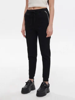 Cropp Spodnie*Czarne joggery cargo z łańcuchem