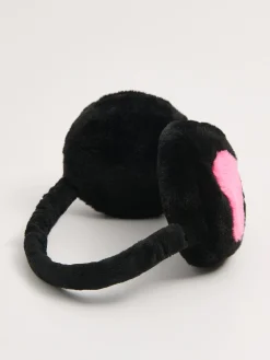 Cropp Czapki*Czarne ocieplane nauszniki z sercem