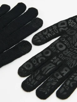 Cropp Rękawiczki*Czarne rękawiczki z napisami