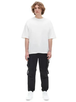 Cropp Spodnie*Czarne spodnie loose z paskiem