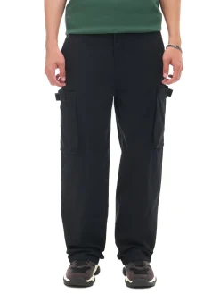 Cropp Spodnie*Czarne spodnie loose z regulacją