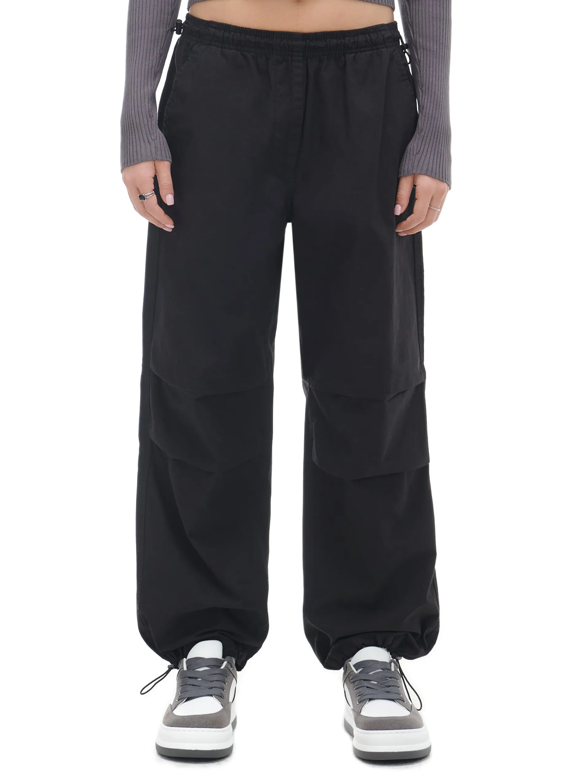 Cropp Spodnie*Czarne spodnie parachute