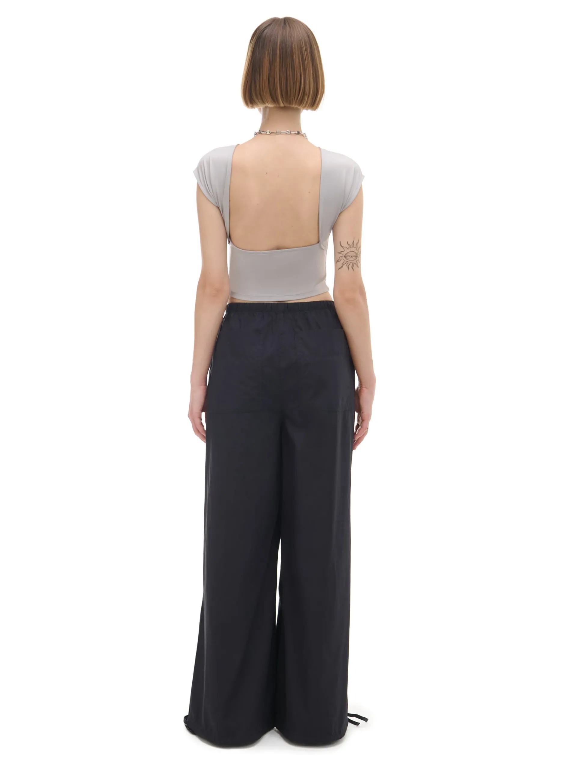 Cropp Spodnie*Czarne spodnie wide leg