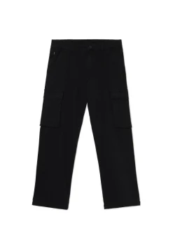 Cropp Spodnie*Czarne spodnie z kieszeniami cargo