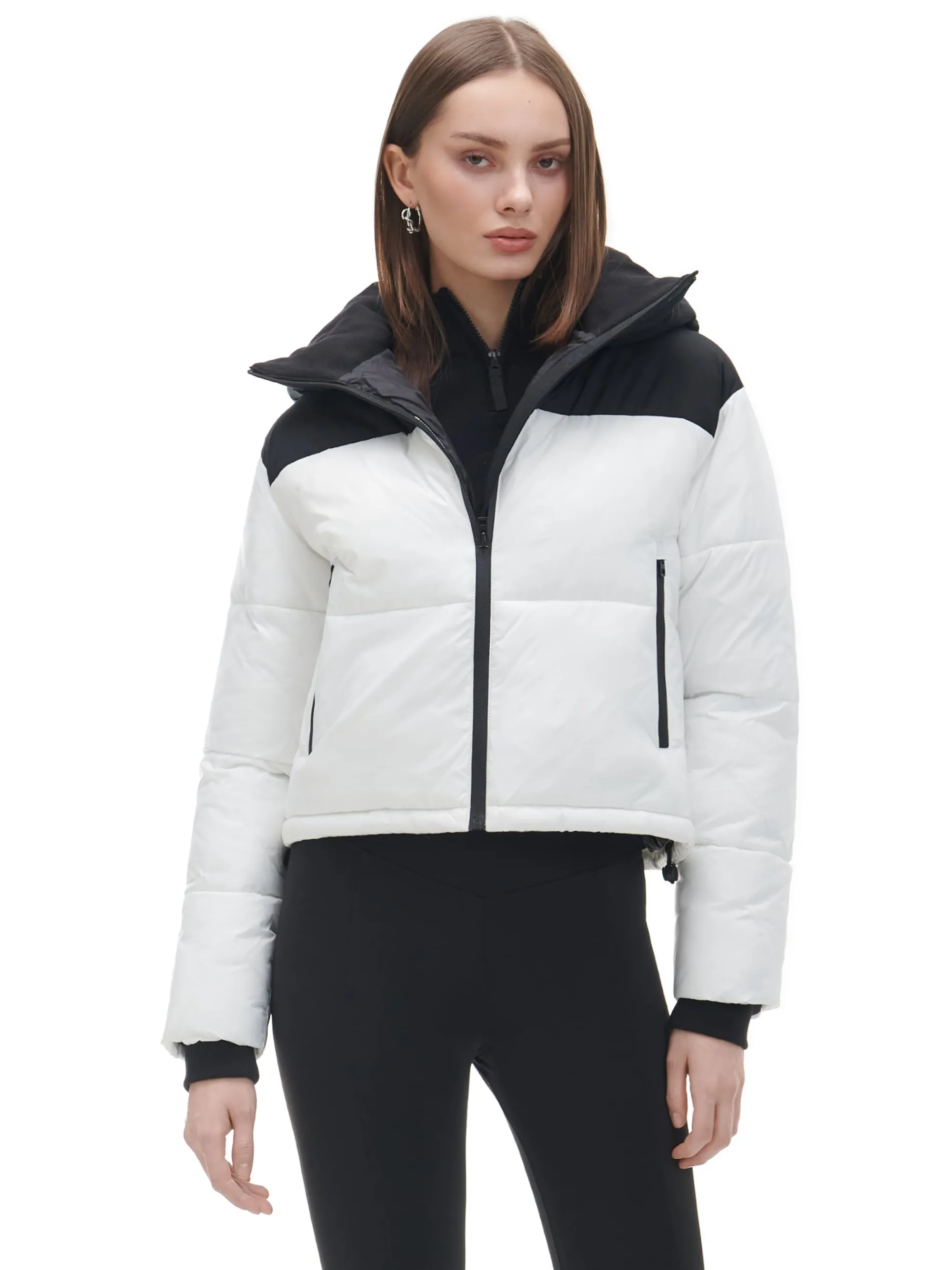 Cropp Kurtki, Płaszcze*Czarno-biała kurtka puffer z kapturem