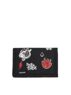 Cropp Portfele|Basic*Czarny portfel z nadrukami