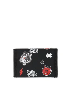 Cropp Portfele|Basic*Czarny portfel z nadrukami