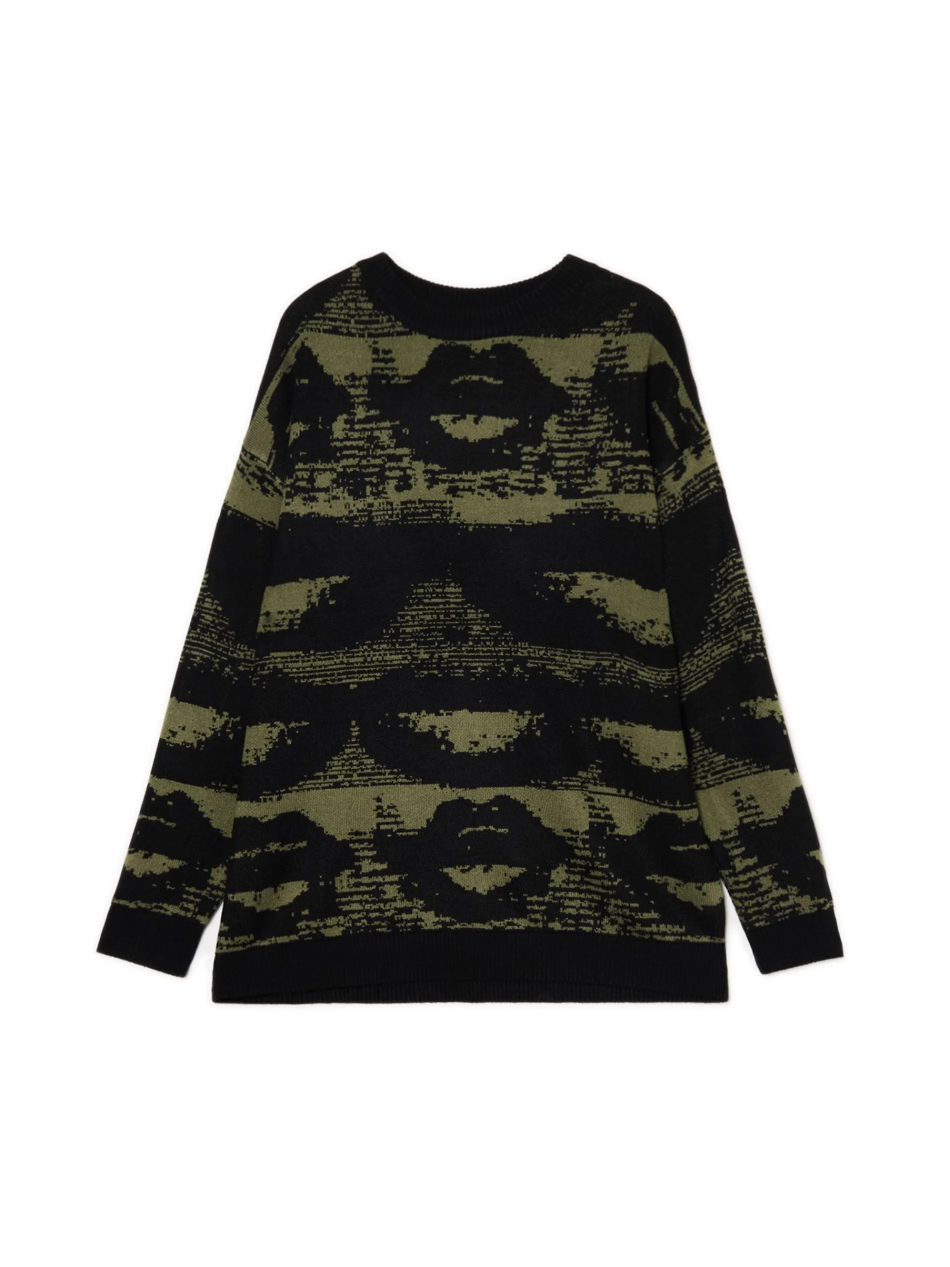 Cropp Swetry*Czarny sweter z artystycznym nadrukiem