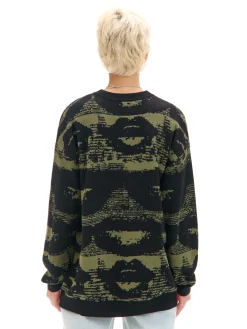 Cropp Swetry*Czarny sweter z artystycznym nadrukiem