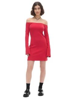 Cropp Sukienki, Kombinezony*Czerwona sukienka mini z rękawami flare