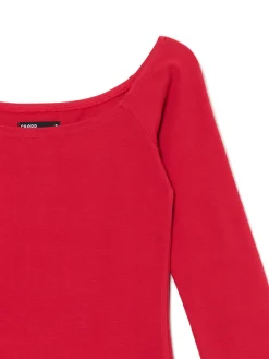 Cropp Sukienki, Kombinezony*Czerwona sukienka mini z rękawami flare