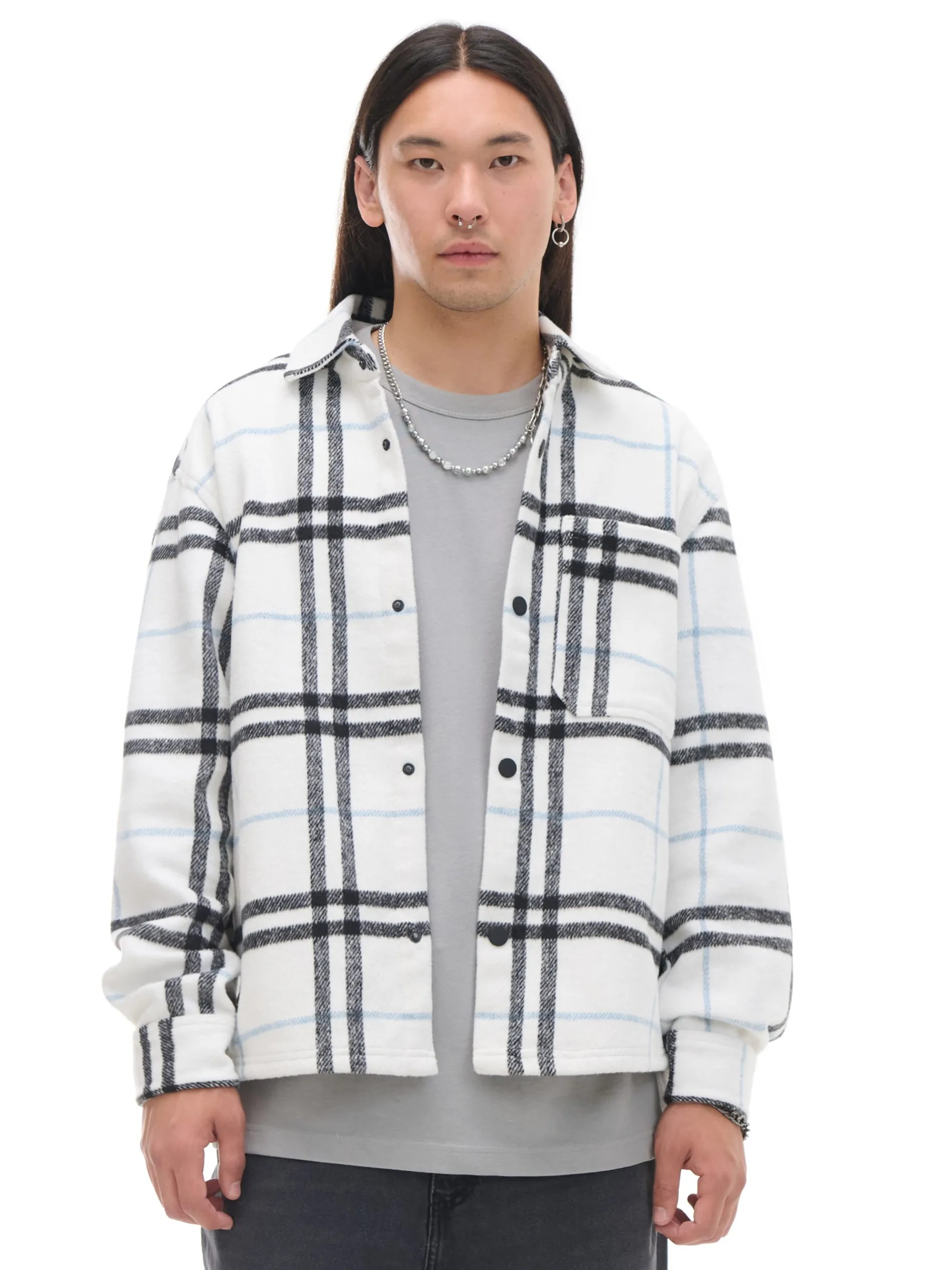 Cropp Koszule*Flanelowa kraciasta koszula z domieszką wełny