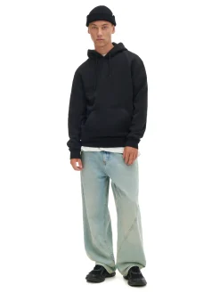 Cropp Bluzy*Gładka czarna bluza z kapturem