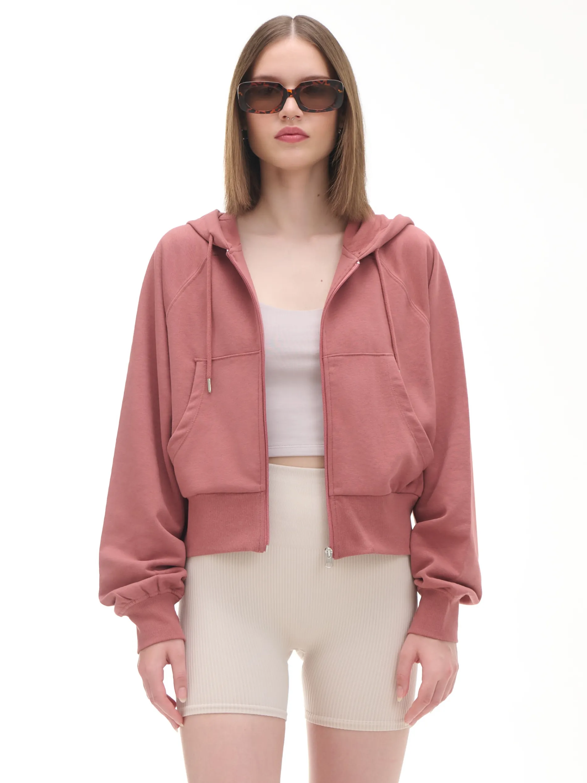 Cropp Bluzy*Gładka rozpinana bluza z kapturem