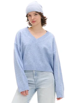 Cropp Swetry*Gładki jasnoniebieski sweter