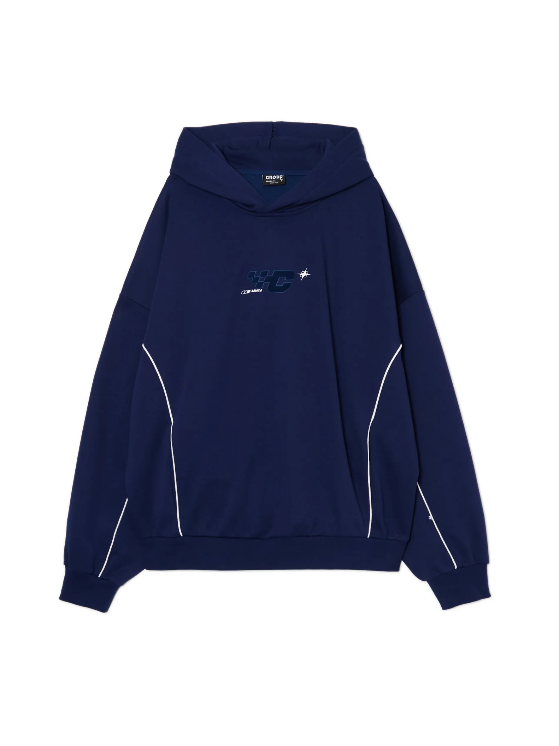 Cropp Bluzy*Granatowa bluza hoodie z naszywkami