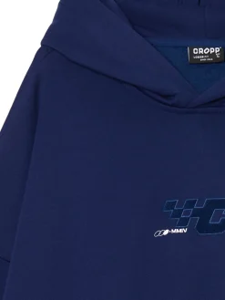 Cropp Bluzy*Granatowa bluza hoodie z naszywkami