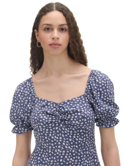 Cropp Sukienki, Kombinezony*Granatowa sukienka midi w stokrotki