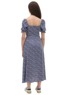 Cropp Sukienki, Kombinezony*Granatowa sukienka midi w stokrotki