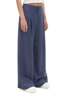 Cropp Spodnie*Granatowe spodnie tailoring w paski