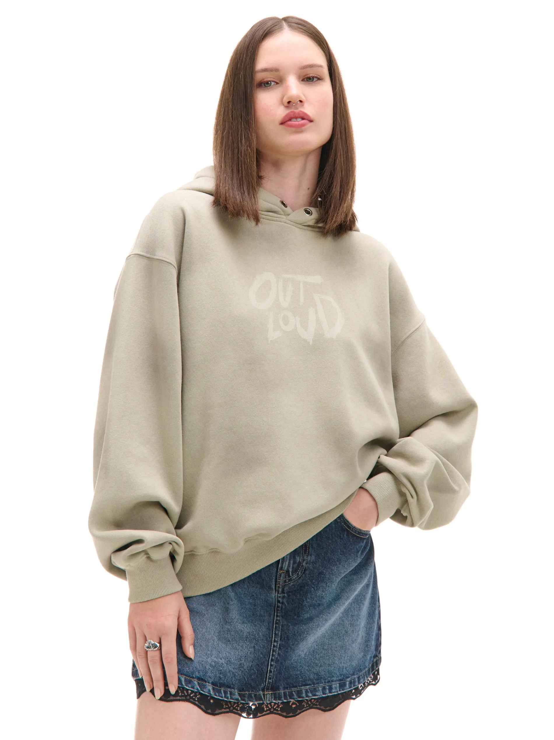 Cropp Bluzy*Jasna bluza z kapturem i nadrukami