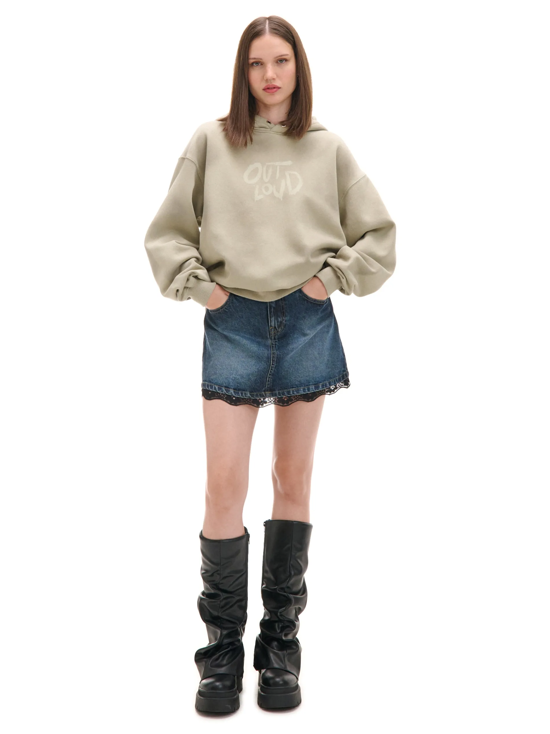 Cropp Bluzy*Jasna bluza z kapturem i nadrukami