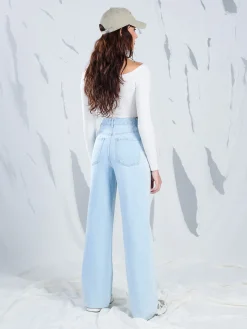 Cropp Jeansy*Jasne jeansy wide leg TALL