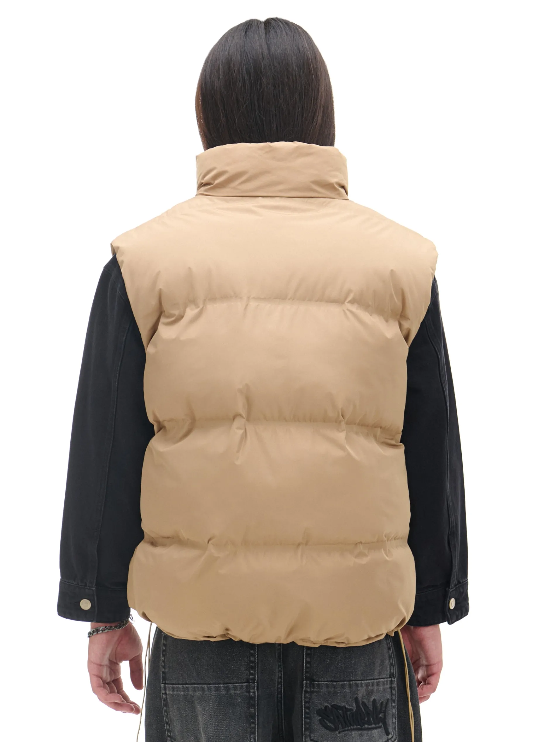 Cropp Kurtki, Płaszcze*Jasnobrązowa pikowana kamizelka z regulacją