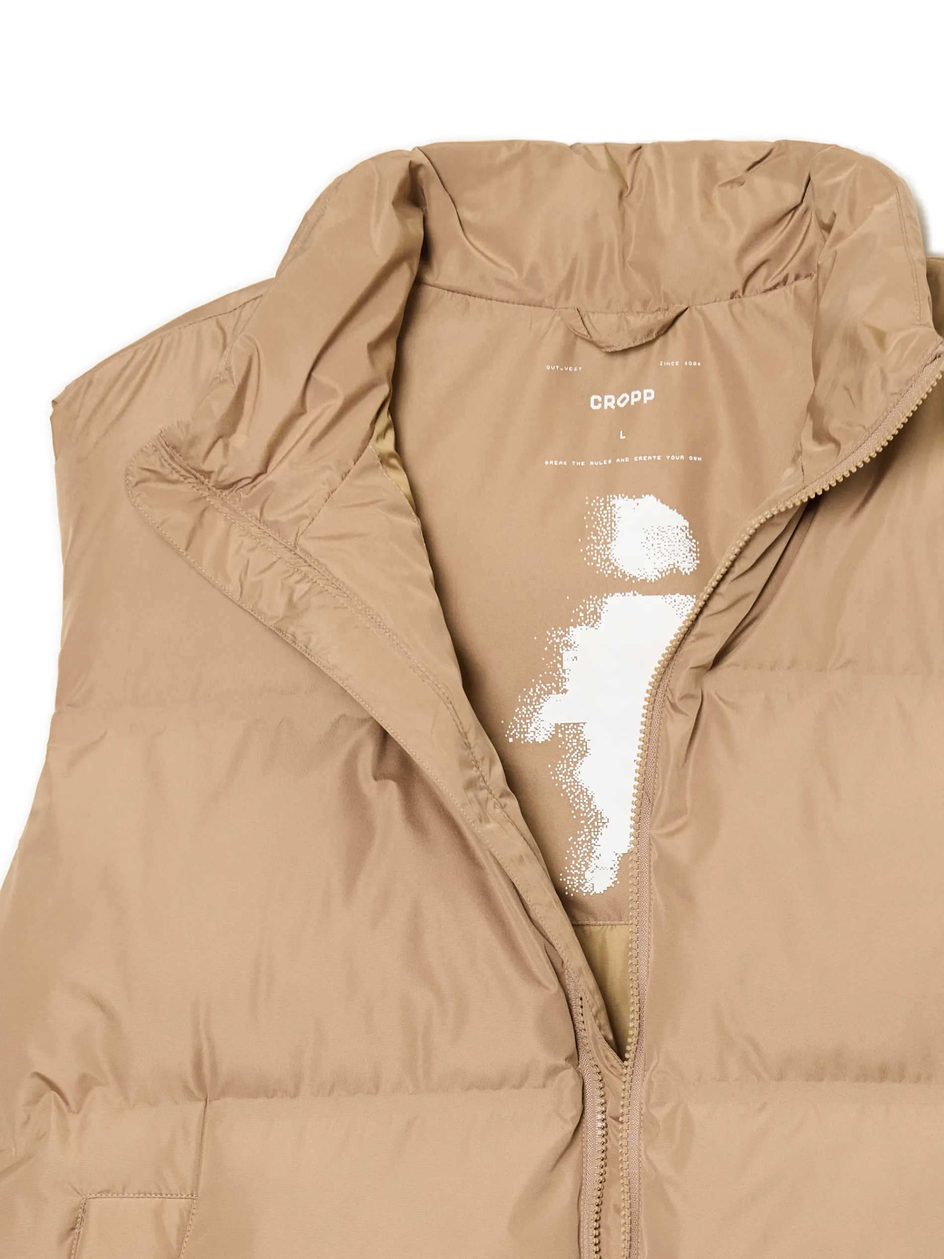 Cropp Kurtki, Płaszcze*Jasnobrązowa pikowana kamizelka z regulacją