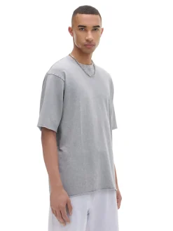 Cropp Koszulki*Jasnoszara koszulka z surowym wykończeniem