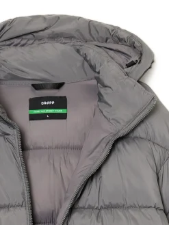 Cropp Kurtki Zimowe|Kurtki, Płaszcze*Jasnoszary pikowany płaszcz z kapturem