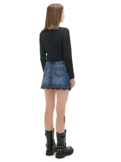 Cropp Spódnice*Jeansowa spódnica mini z koronką