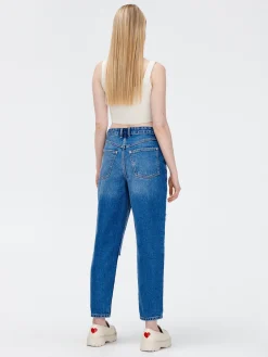 Cropp Jeansy*Jeansy barrel z przetarciami