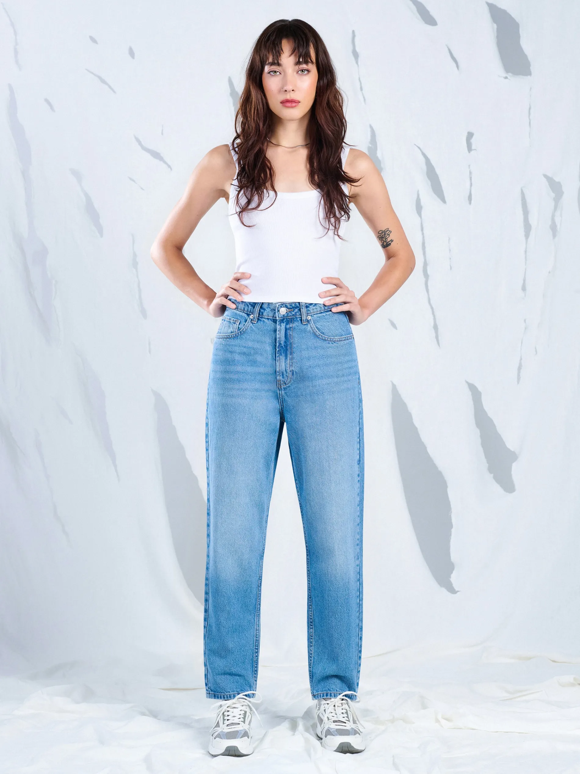 Cropp Jeansy*Jeansy mom z wysokim stanem