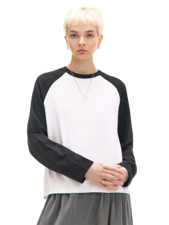 Cropp Koszulki, Topy*Koszulka longsleeve z czarnymi rękawami