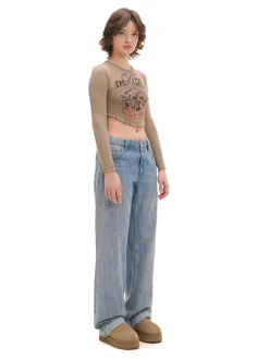 Cropp Koszulki, Topy*Koszulka longsleeve z marszczonym wykończeniem