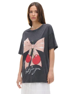 Cropp Koszulki, Topy*Koszulka oversize z motywem wiśni