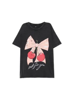 Cropp Koszulki, Topy*Koszulka oversize z motywem wiśni